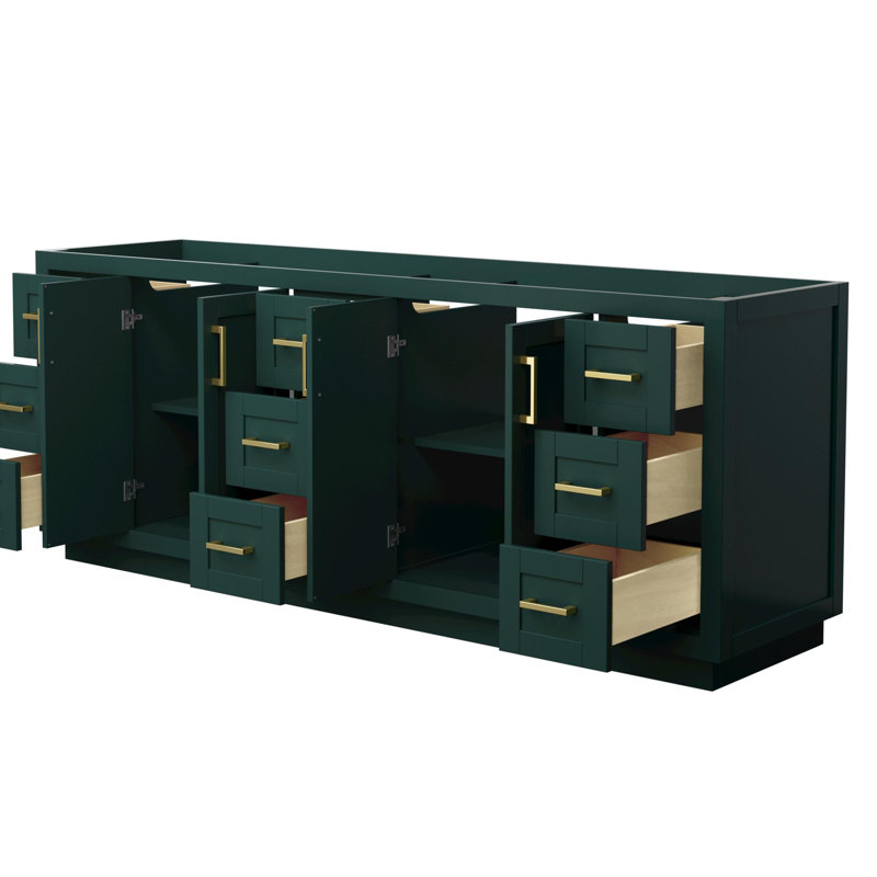 Base de meuble-lavabo double autoportante 83,25 po Miranda, Vert / or brossé