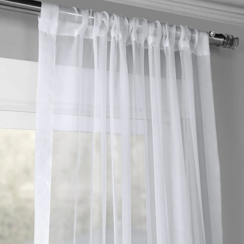 Solid Sheer Curtain Pair (2 Panels), 50" W x 96" L, White