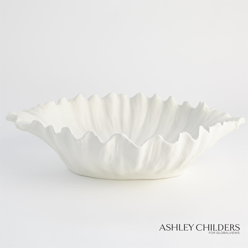Organic Wave Oval Bowl-White-Lg, White, 6.25" H x 24" W x 14.25" D