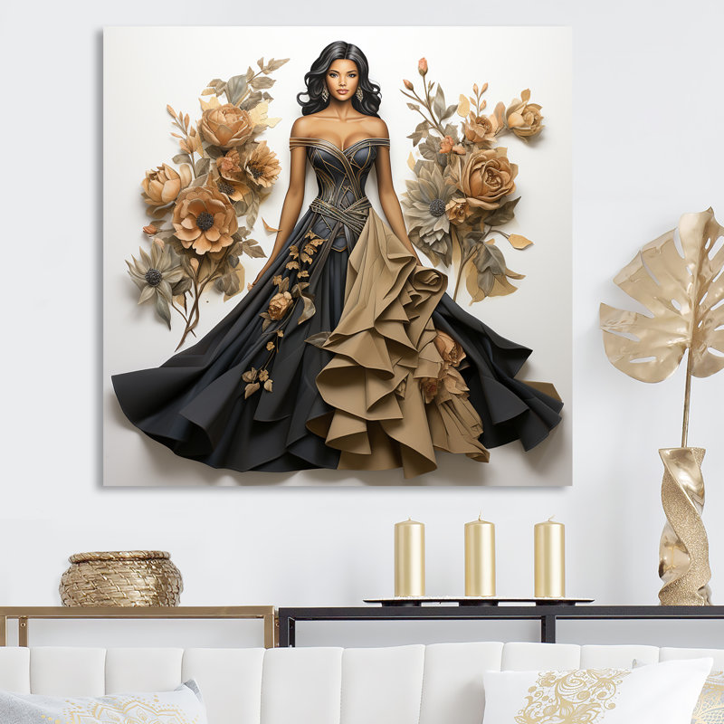 Haute Couture Elegance I - mode, art mural, Toile tendue, H 36 po x l 36 po x P 1,5 po