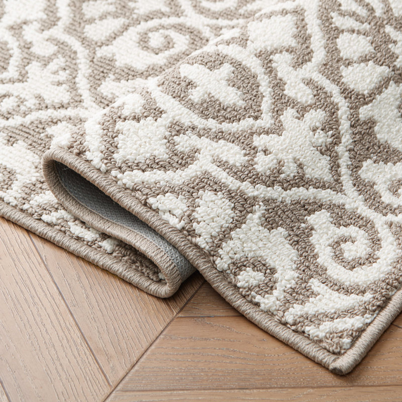 Laura Ashley Feya Two-Tone Machine Washable All Loop Tufted Rugs, Rectangle 2'2" x 3'9"/Runner 2'2" x 5', Beige