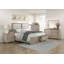 Très grand lit oriental moderne en placage de frêne avec tête de lit et rangement en tissu texturé, parfait pour les chambres élégantes. (Matelas non inclus)
