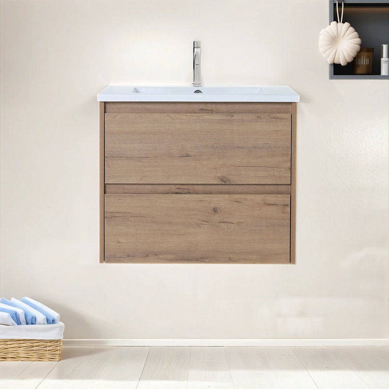 Ensemble de meuble mural brun, ensemble de meuble-lavabo à simple cuve, meuble-lavabo Mordern, meuble-lavabo 24 po avec lavabo, meuble-lavabo flottant 24 po pour petit espace