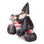 Statue solaire de motard gnome | Drôle de lumière de jardin à moto