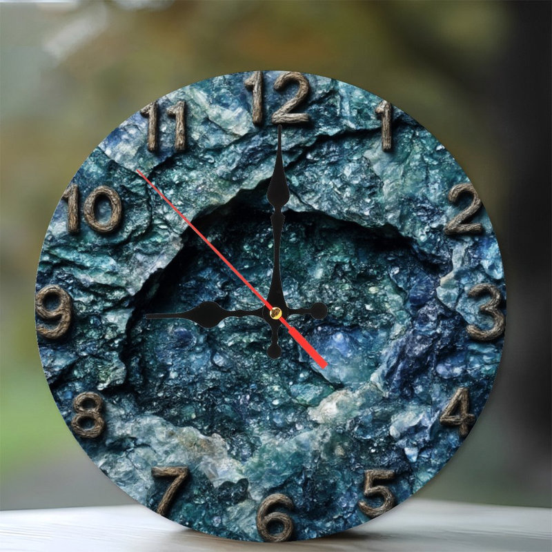 Chiffres sur horloge minérale bleu vert