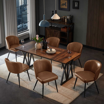 Upholstered Faux Leather Back Side Dining Chair (set Of 6)