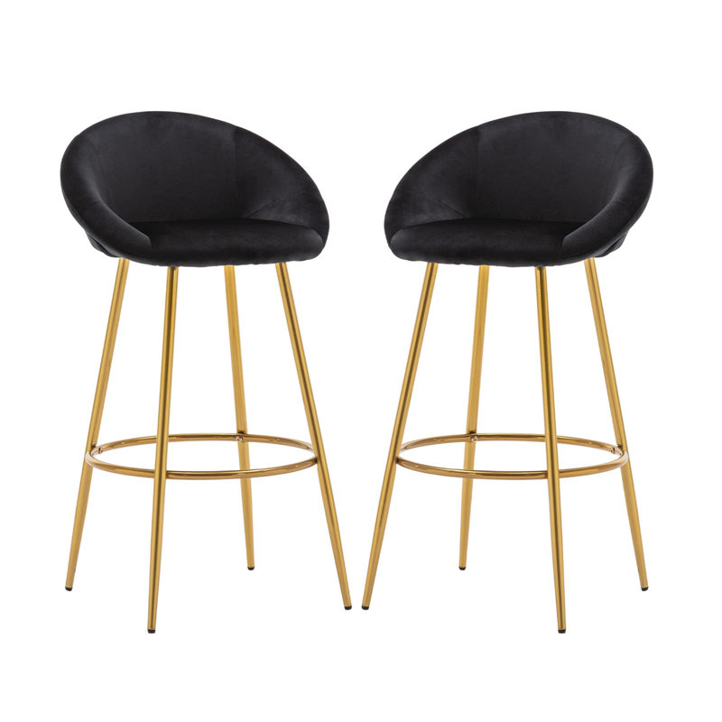 Upholstered Counter Stool with Metal Frame, Black