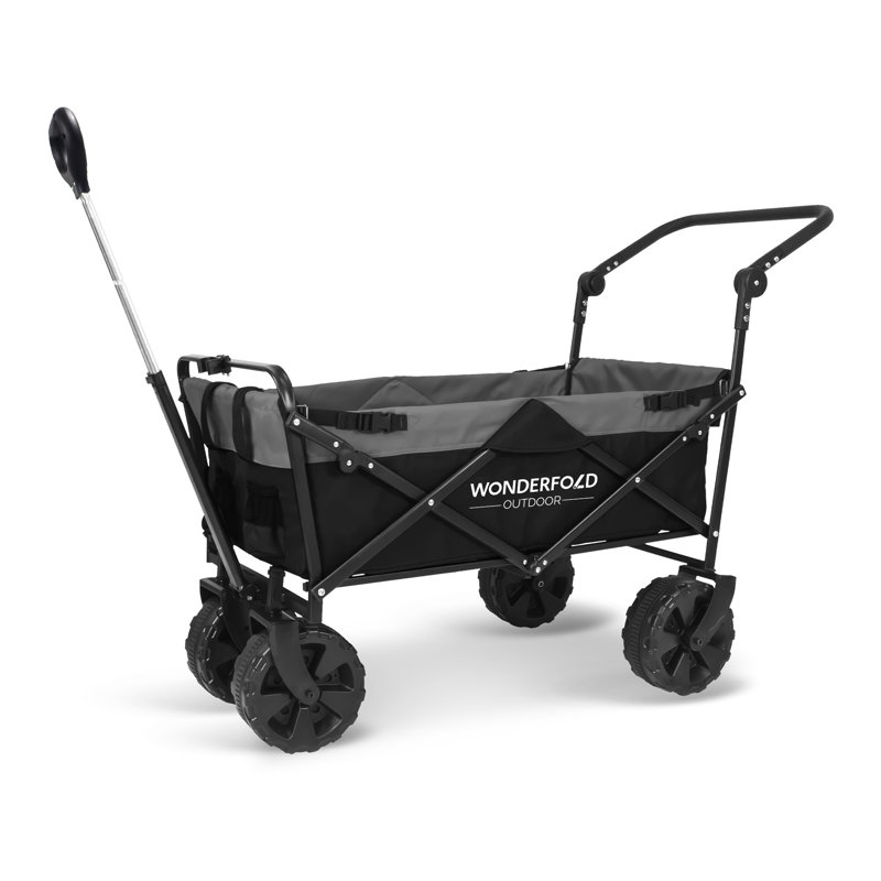 Wonderfold S2 Push & Pull Folding Wagon With Beach Tire - Black