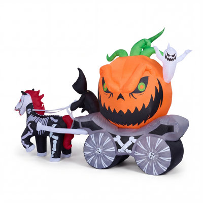 8 Ft Halloween Inflatables Outdoor Decorations，Halloween Inflatable Carriage with Build-in LEDs Halloween Blow Up for Yard, Halloween Party Decoration Halloween Decor Outside