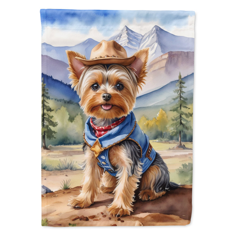 Drapeau Cowboy Welcome Garden, Yorkshire Terrier Yorkie