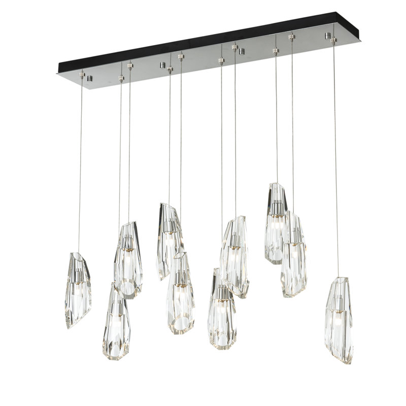 Luma 10 - Light Crystal Pendant, 80" H, Sterling