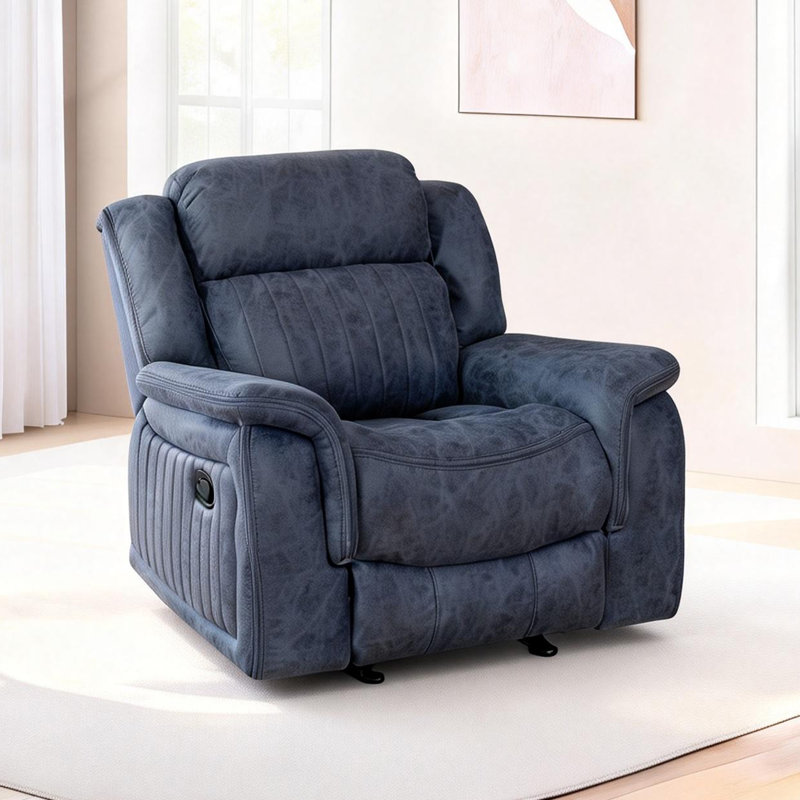Fauteuil inclinable manuel en cuir synthétique 42,12 po - inclinable à 90 ° - 160 °, fonction berçante pour le salon, Gris