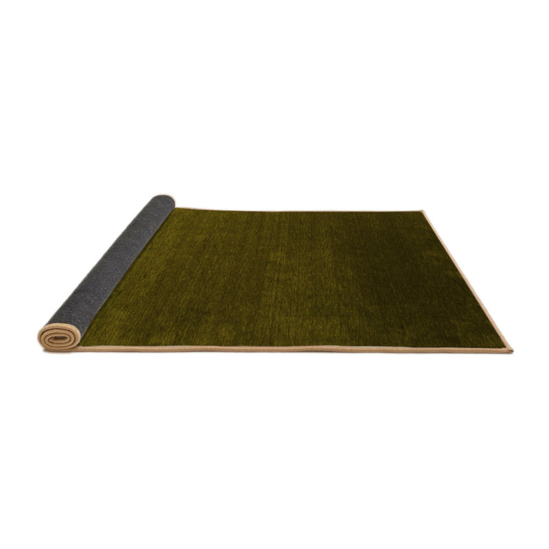 Tapis uni en laine / polyester tissé à la machine couleur olive foncé, Rond 5 pi