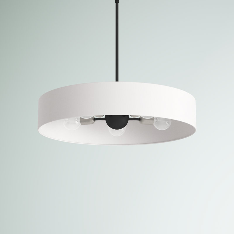 Lustre tambour Ashtun, Noir, Blanc cassé, 5