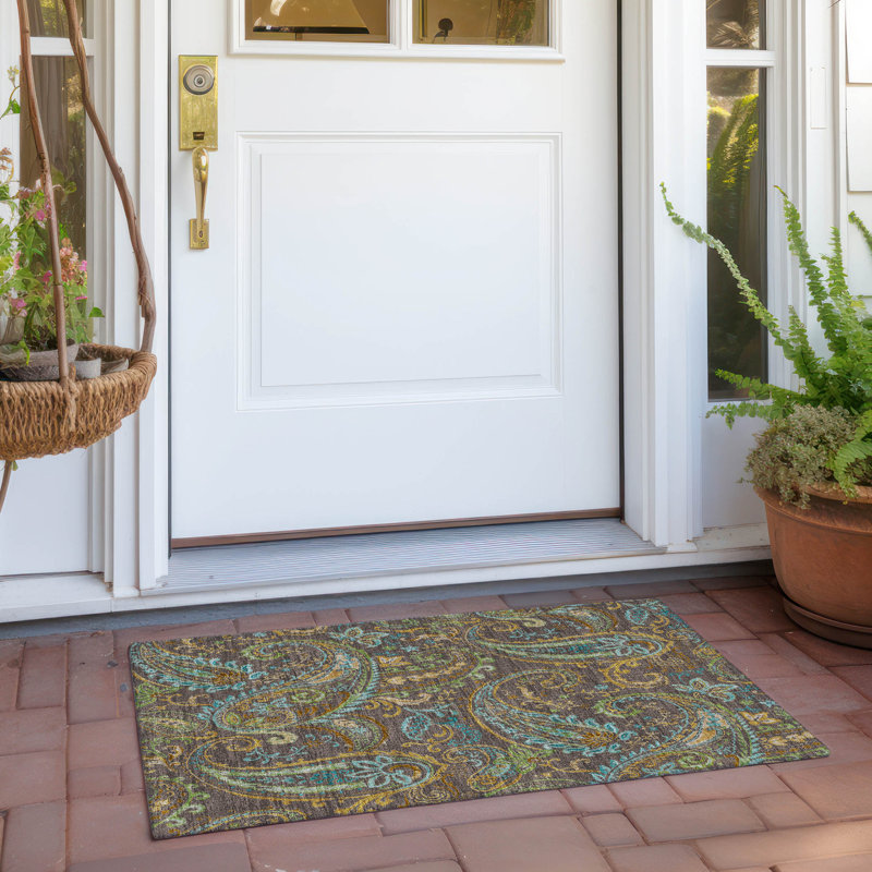 Kinslee Washable Paisley Indoor / Outdoor Rug, Rectangle 1'8" x 2'6"