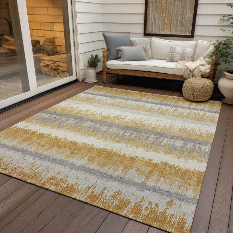 Chayden Indoor/Outdoor Chantille ACN1013 Gold Area Rug, Rectangle 9' x 12'