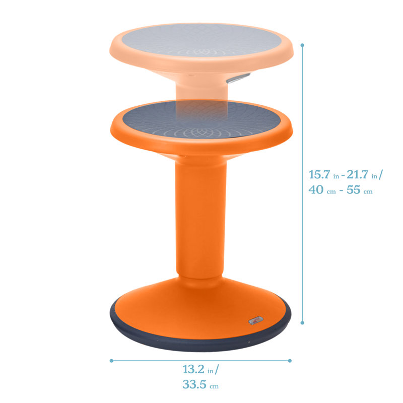 Adjustable Height Orange Wobble Stool with Non-Slip Seat