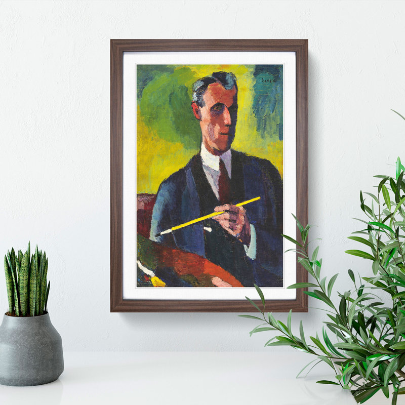Self-Portrait by Henry Lyman Sayen - Picture Frame Painting, Walnut Framed, 48cm H x 36cm W x 2cm D