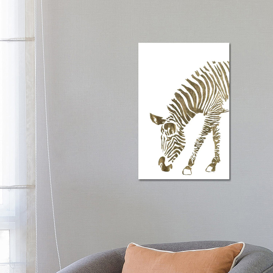 Gold Zebra von Patricia Pinto - Galerie-verpackte Leinwand Giclée