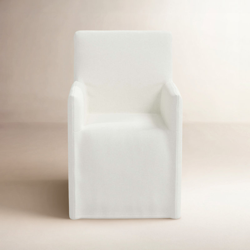 Chaise de salle à manger Silvia, Lin blanc texturé Zuma