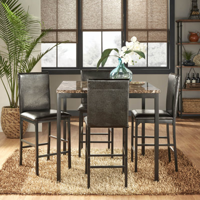 Mizell 4 - Person Faux Marble Top Four Leg Base Dining Set