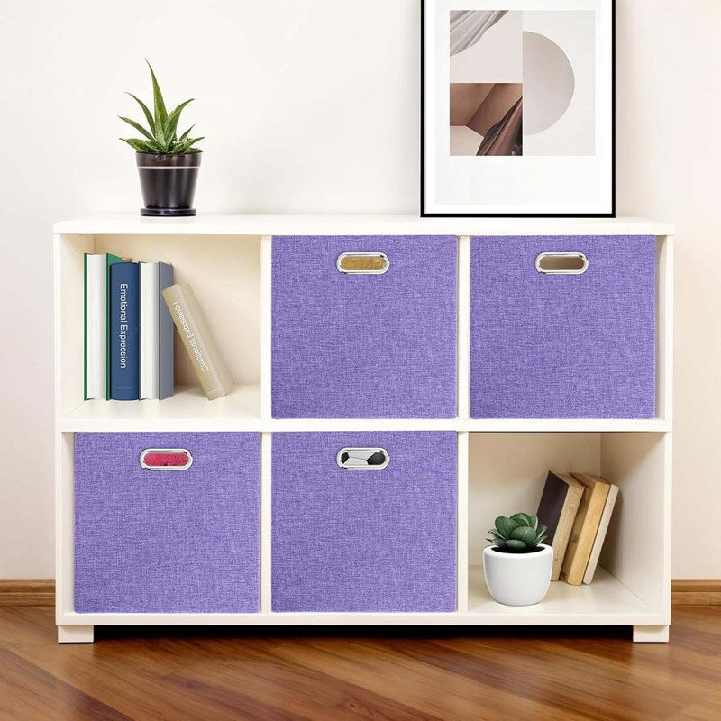 Foldable Cube Storage Bin Organizing Baskets Cubby Boxes Fabric Storage Cubes Organizer Bins With Handles For Organization Shelf Closet, Pack Of 4