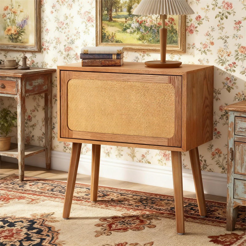 Rotating Hidden Compartment Nightstands, Natural