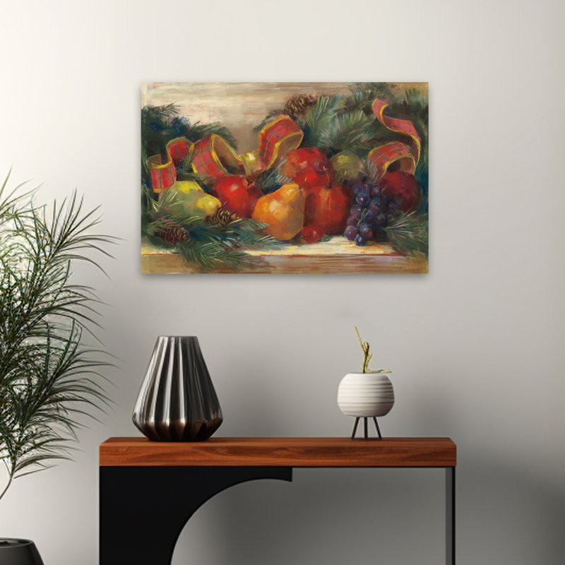«Holiday Fruit» - art de Noël brun avec arc de pomme, H 16 po x l 24 po