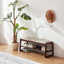  Banc de rangement en bois massif avec coussin et banc de rangement pour hall d'entrée à 2 niveaux-2078162658-2068853034