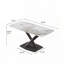 Table de salle à manger en pierre frittée 63 "- blanc Pandora courbé avec pieds noirs-1059134474