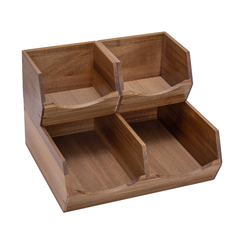 Rangement de bac empilable en bois d'acacia