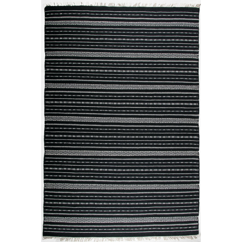 Caldina Striped Wool Hand Woven Area Rug, Rectangle 140 x 200cm