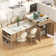 Aether 82.6" Fluted Kitchen Island With Extendable Dining Table For 4-6, Kitchen Island Table With Power Outlet, Double-Side Storage, 2 Drawers And 2 Side Open Shelves