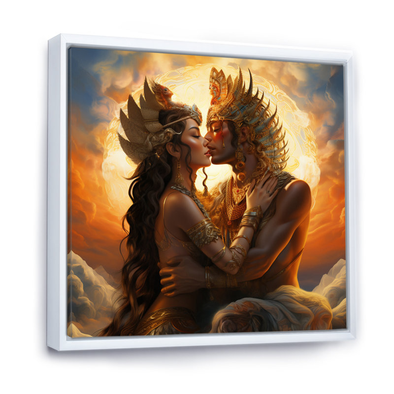 Sacred Love Divine Couple Kissing I, H 24 po x l 24 po x P 1 po, Cadre flottant blanc