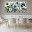 Ensemble de 3 tableaux abstraits floraux bleus et blancs sur toile tendue
