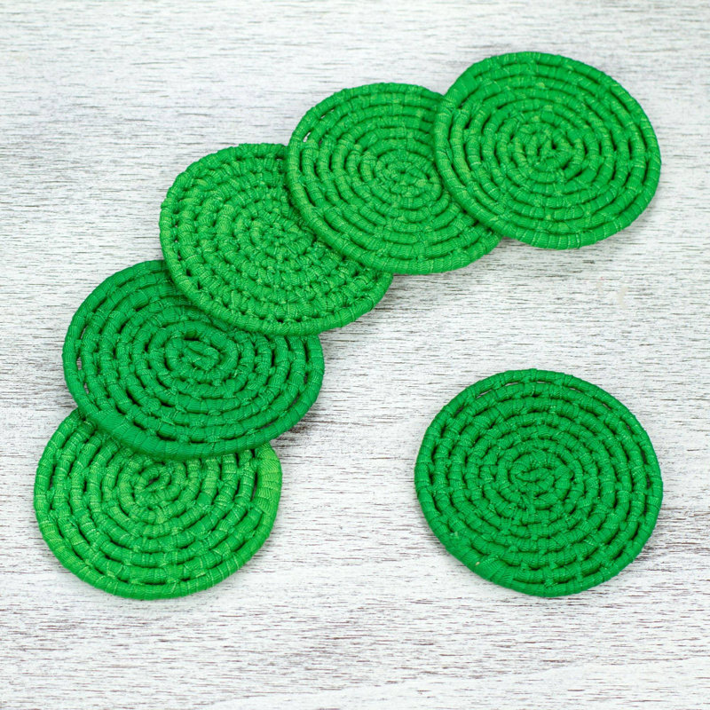 Sous-verre Party en fibre de cobalt naturel, Vert