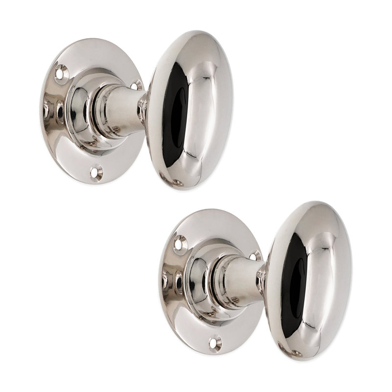 Oval Mortice Door Knob, Polished Nickel