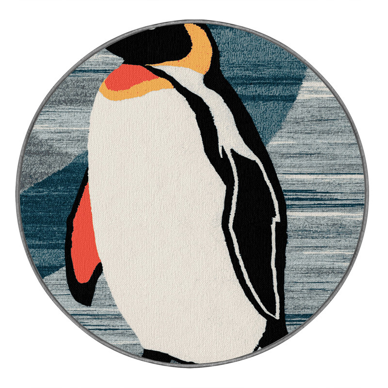  Tapis lavable de pingouins d'Afrique, Rond 3 pi