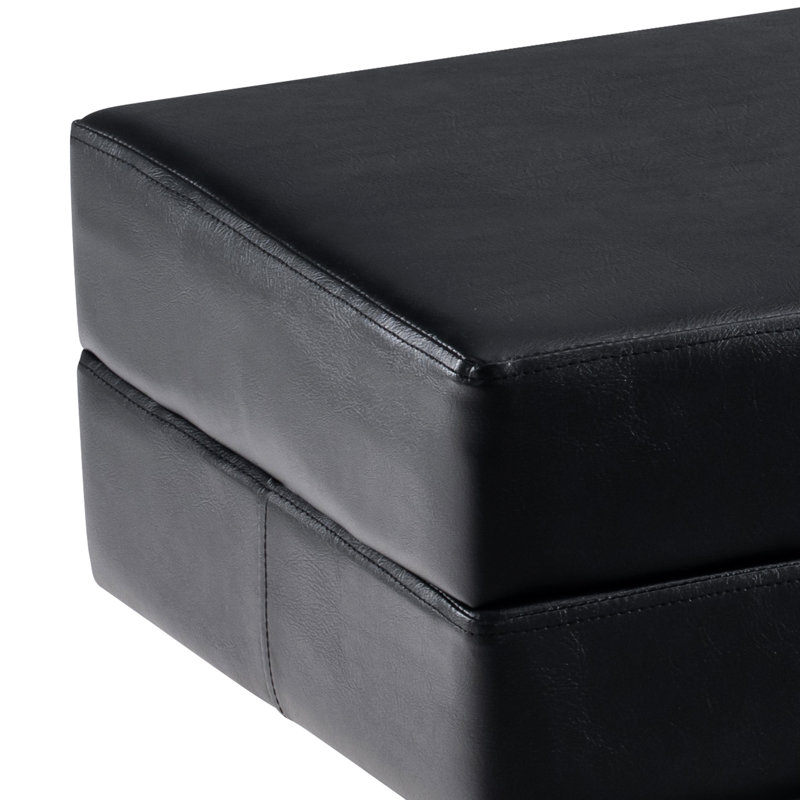 Banc de salle d'attente Spradley, banc de réception pour invités, similicuir, capacité de 650 lb, Noir