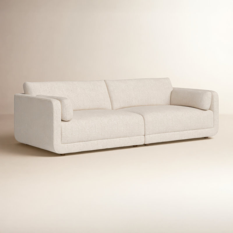 Canapé rembourré 105 po Naples, Mélange de polyester crème