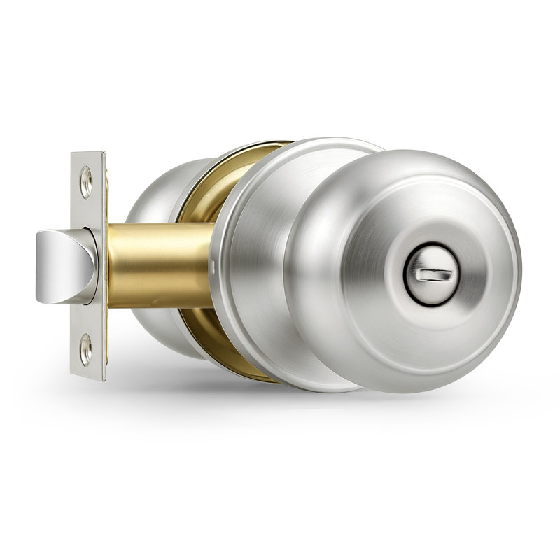 Privacy Door Knobs with Round Rosette, Brushed Nickel, Privacy (Bed & Bath)