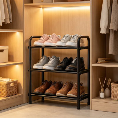 Expandable Shoe Rack Organizer, Stackable Adjustable Shelves, Sturdy Metal Shoe Storage for Closet Entryway Doorway