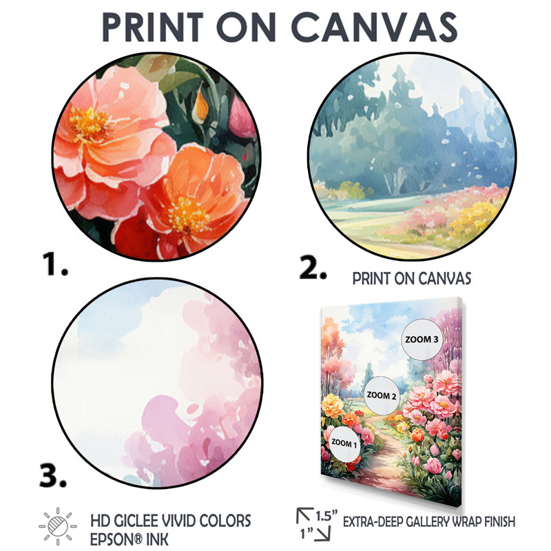 Rose, chemin floral de campagne - salon d'art mural floral, Cadre flottant noir, bois massif, H 40 po x l 30 po