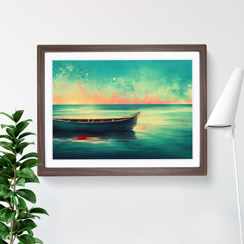 Boat Splashed Vol.3 - Single Picture Frame Painting, 46cm H x 64cm W x 2cm D, Walnut Framed