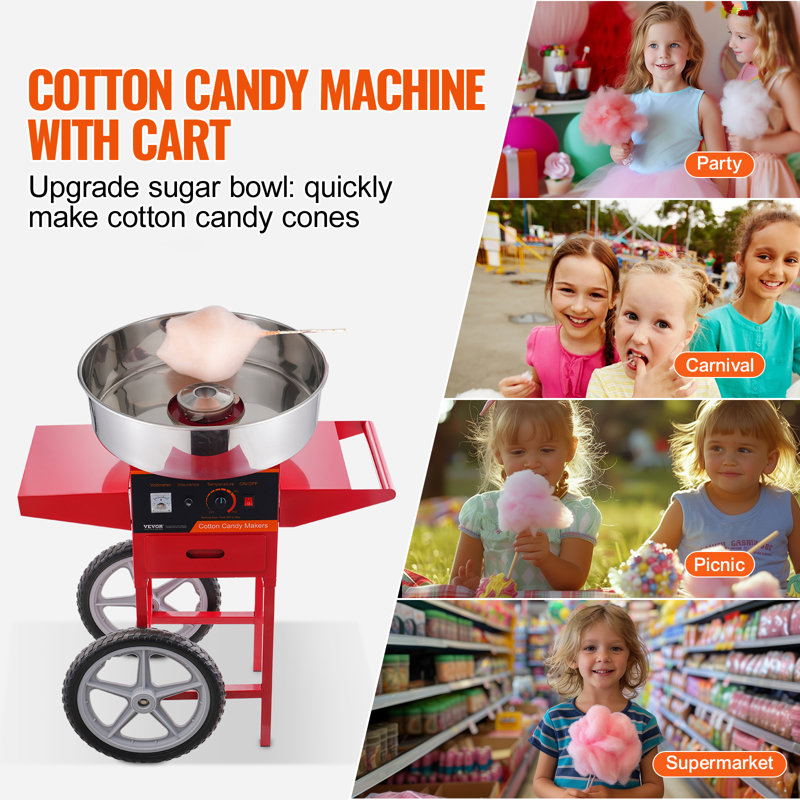 VEVOR Cotton Candy Machine, Red/Black
