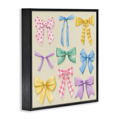 Pretty Bows Differing Patterns Framed Giclee, design by Jilly Jack Designs
