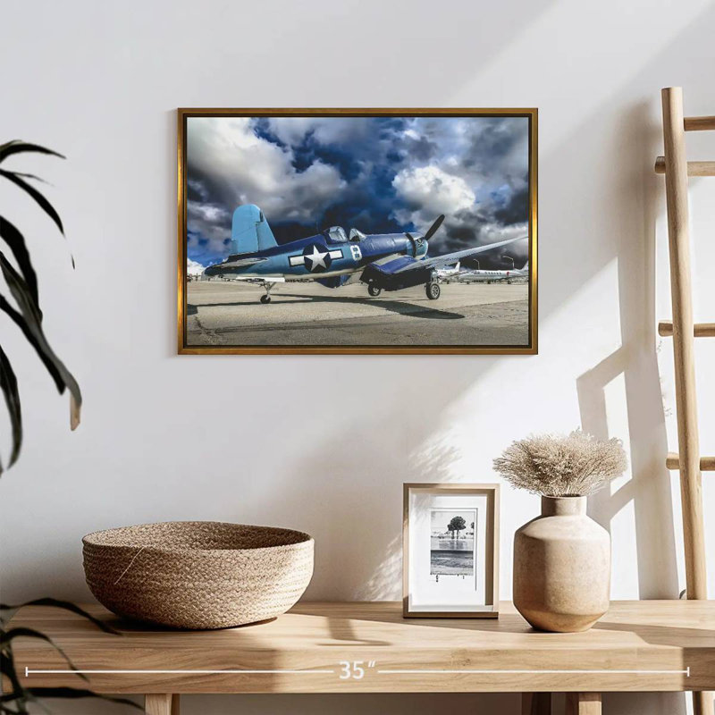 Avion de la Seconde Guerre mondiale, Cadre flottant doré, 37 po x 25 po