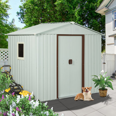 6X5  Metal Outdoor Storage Shed With Window White 