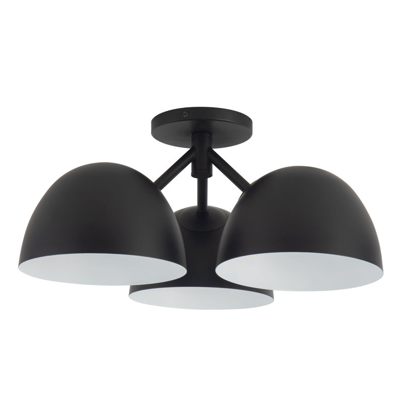 Fosso 17-in Gold Semi-Flush Mount, Matte Black