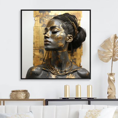 Jaune et gris, portrait afro-américain - femme, art mural américain
